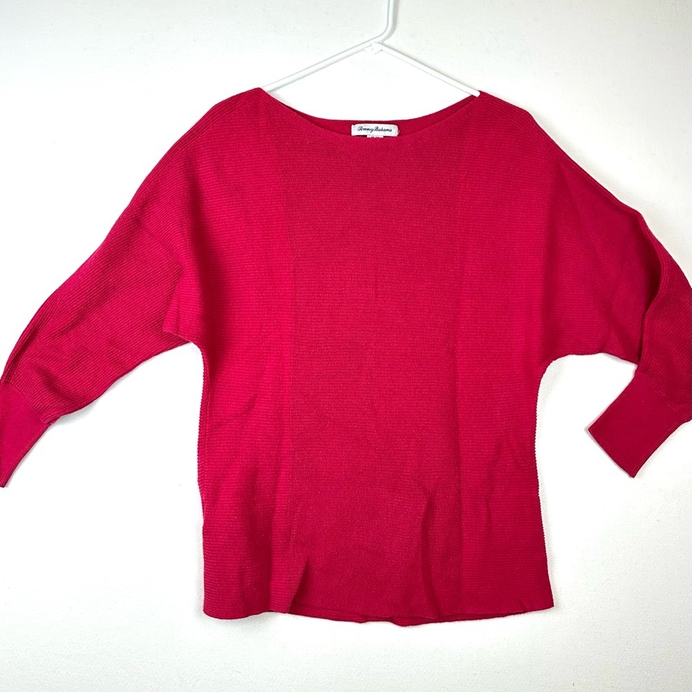 Tommy‎ Bahama Boatneck Ribbed Sweater Fuschia Office
